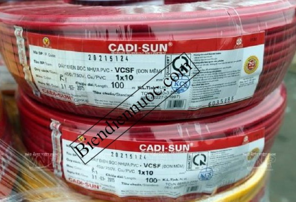 Dây đơn mềm 1x10.0 Cadisun đỏ