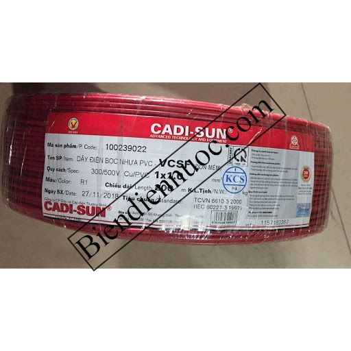 Dây đơn mềm 1x1.0 Cadisun đỏ