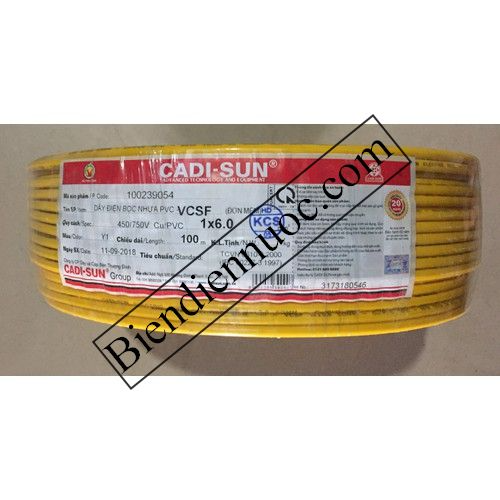 Dây đơn mềm 1x6.0 Cadisun vàng