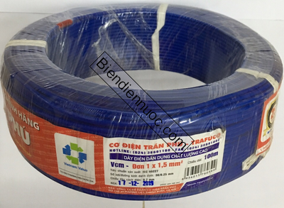 Dây đơn VCm Cu/PVC 1x1,0 xanh - Trần Phú